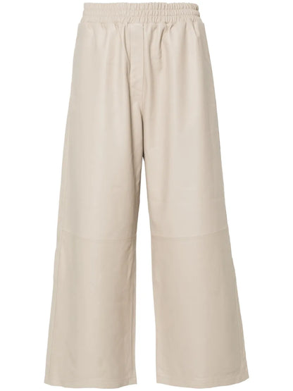 Leather Wide-Leg Cropped Trousers