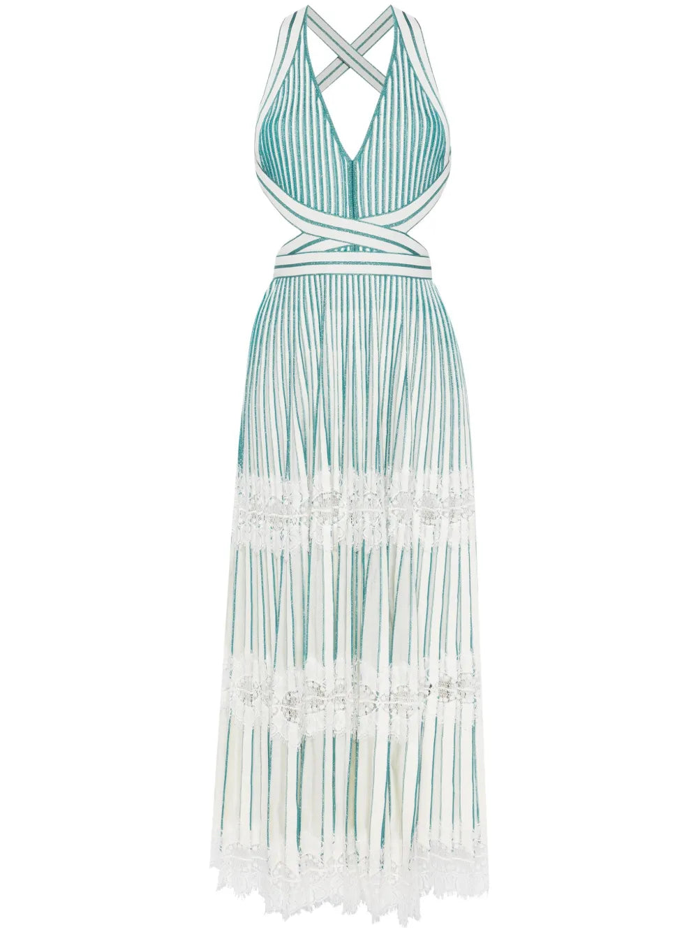Lace-Detail Halterneck Maxi Dress