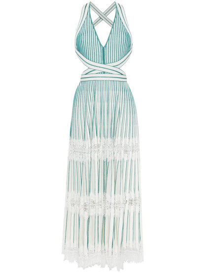 Lace-Detail Halterneck Maxi Dress