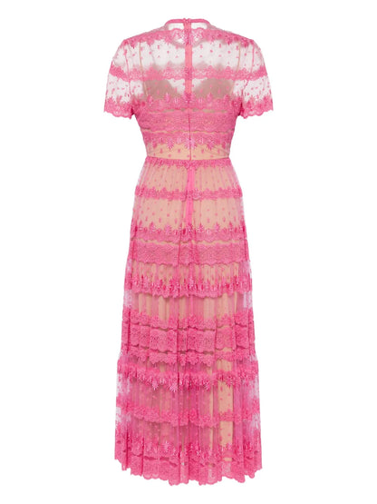 Embroidered Lace Midi Dress