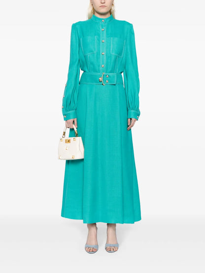 A-Line Belted Maxi Dress