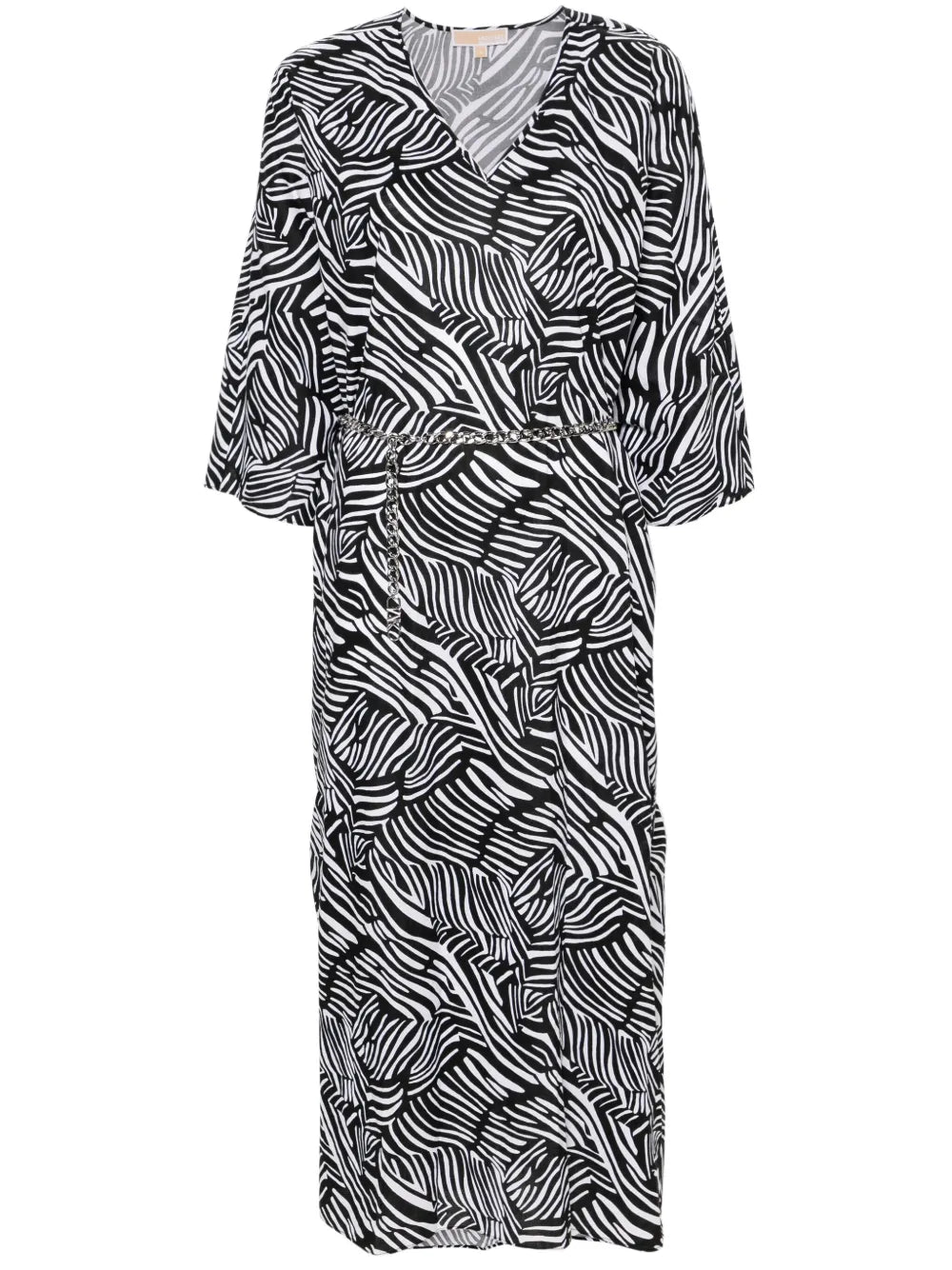 Zebra-Print Belted Kaftan