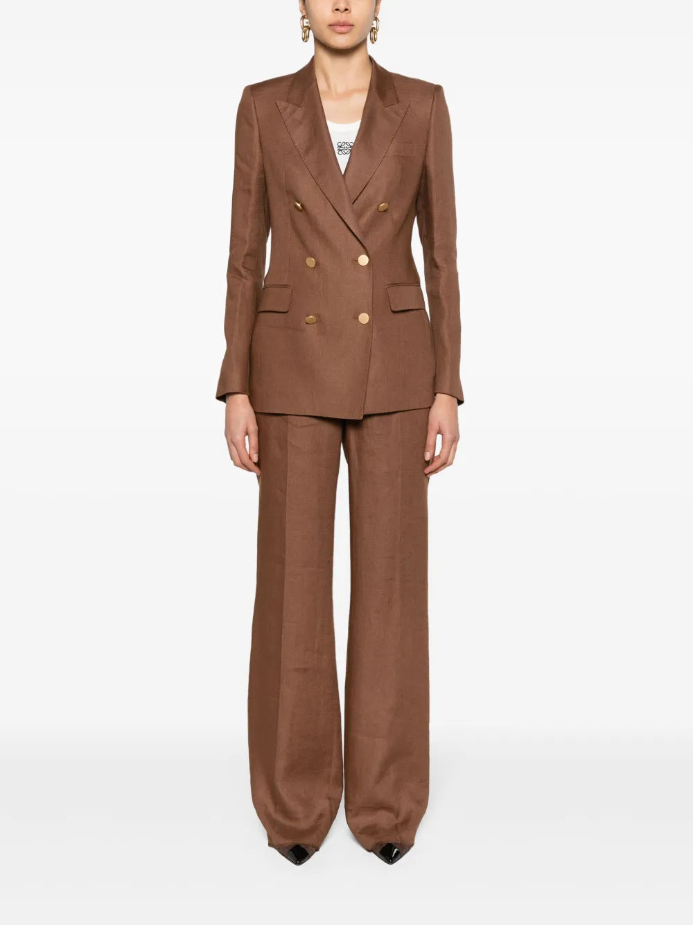 Double-Breasted Linen Suit