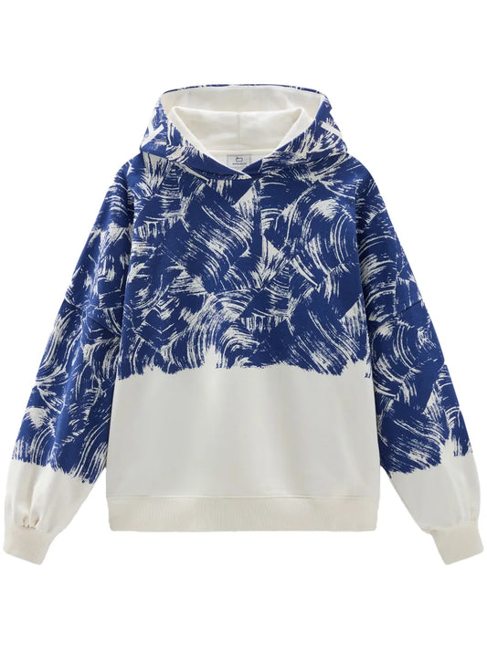 Paint-Print Cotton Hoodie