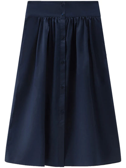 A-Line Poplin Midi Skirt