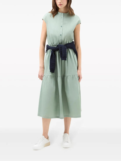 Tiered Poplin Midi Dress