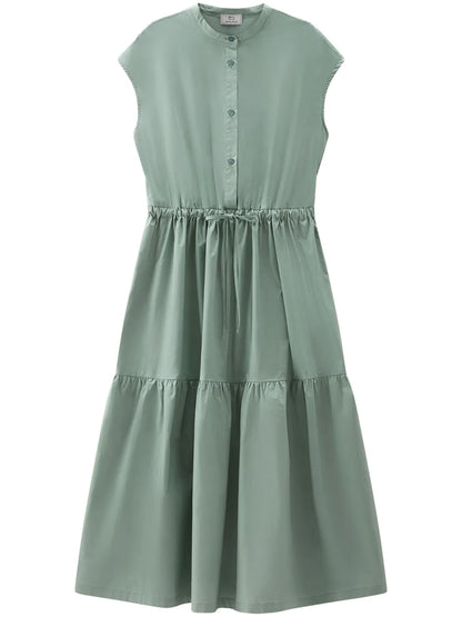 Tiered Poplin Midi Dress