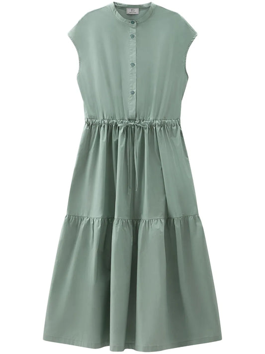 Tiered Poplin Midi Dress