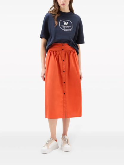 A-Line Poplin Midi Skirt