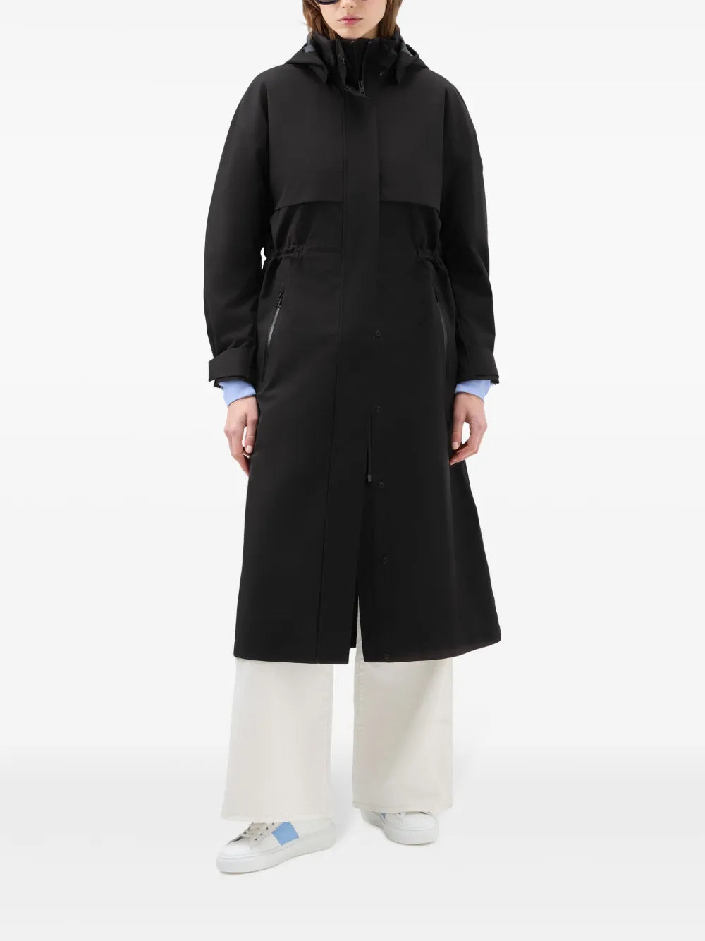 Single-Breasted Hooded Parka Coat