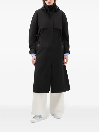 Single-Breasted Hooded Parka Coat