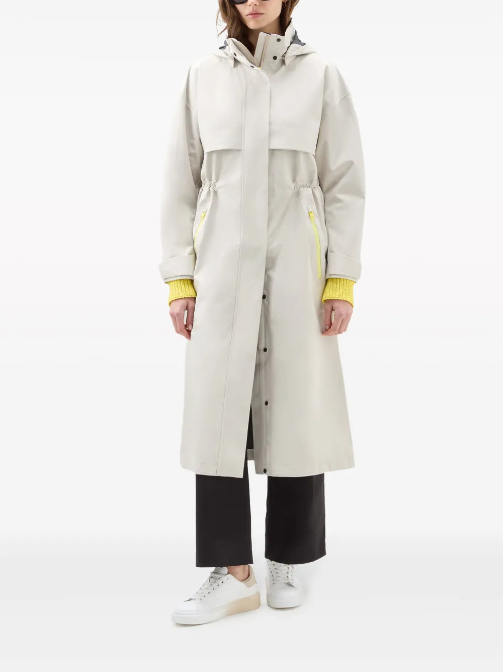 Single-Breasted Hooded Parka Coat