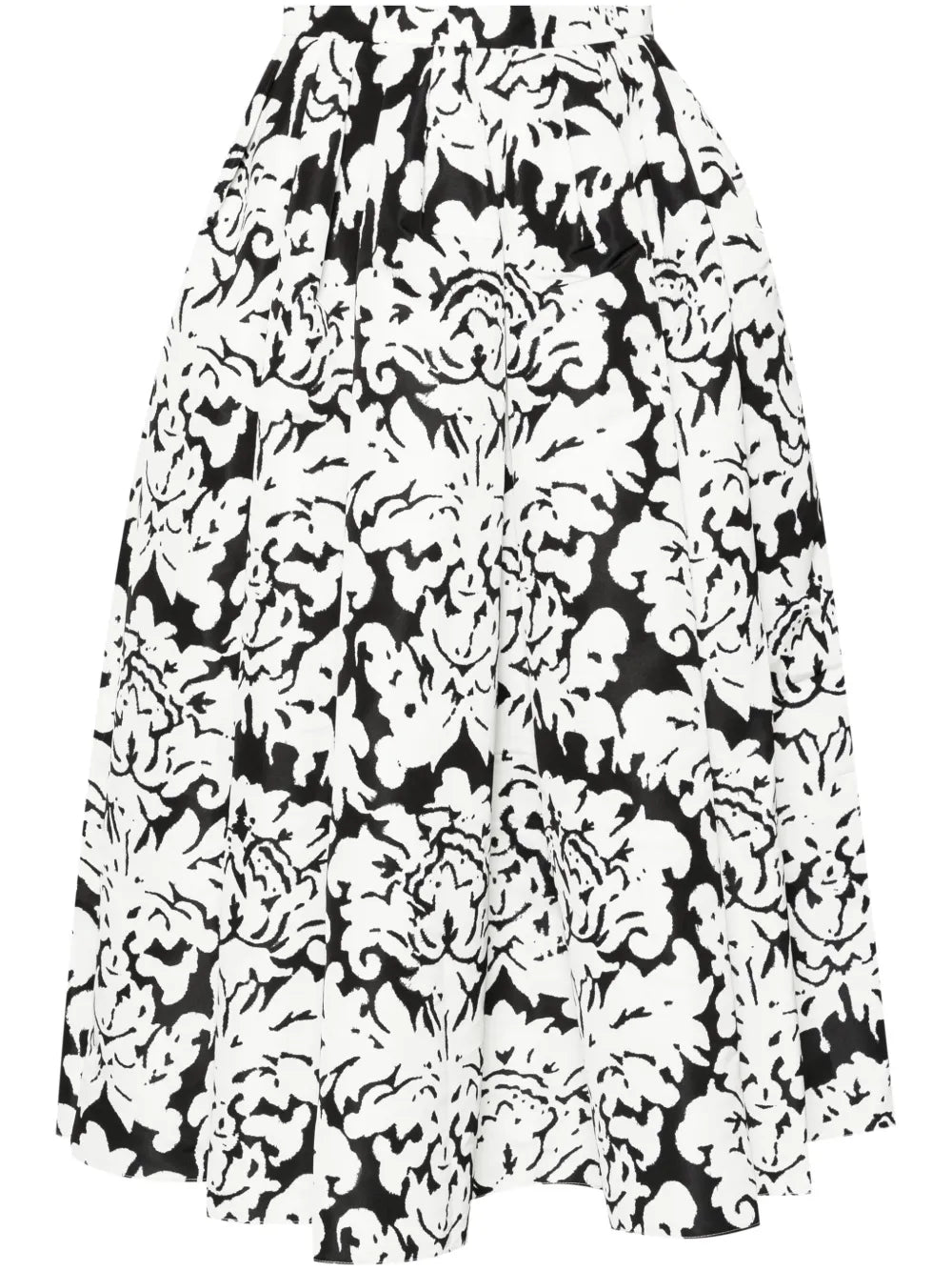 Damask-Print Midi Skirt