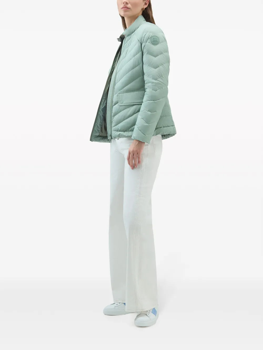 Logo-Appliqué Chevron-Quilted Puffer Jacket