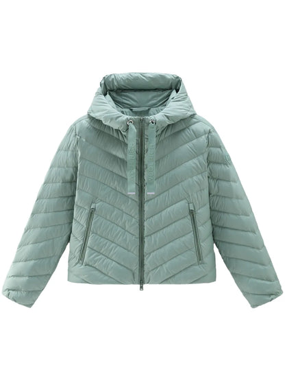 Hooded Chevron-Quilted Puffer Jacket