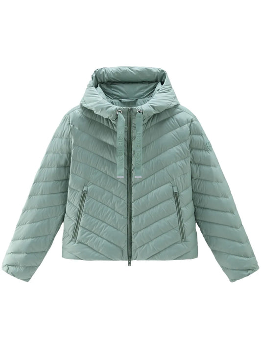 Hooded Chevron-Quilted Puffer Jacket