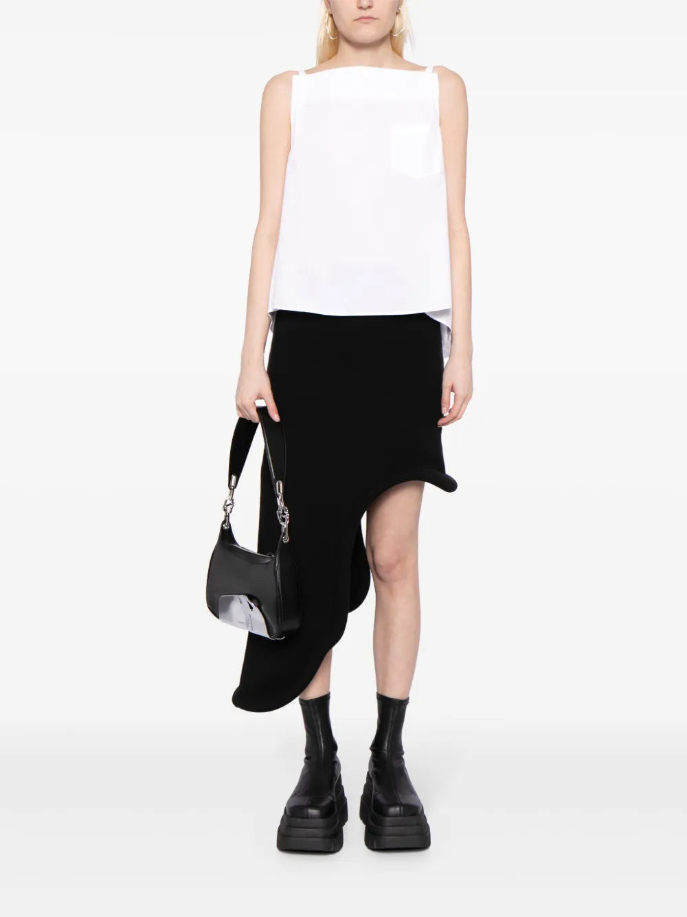 High-Low Pleated Blouse