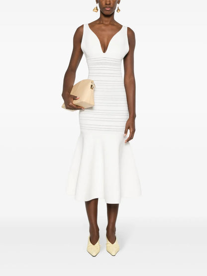 Frame Detail Ribbed Dress