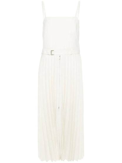 Pinstriped Pleated Maxi Dress