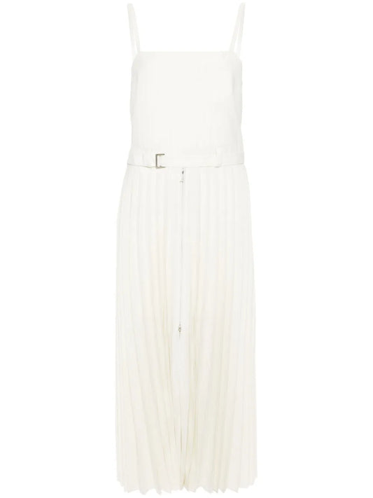 Pinstriped Pleated Maxi Dress