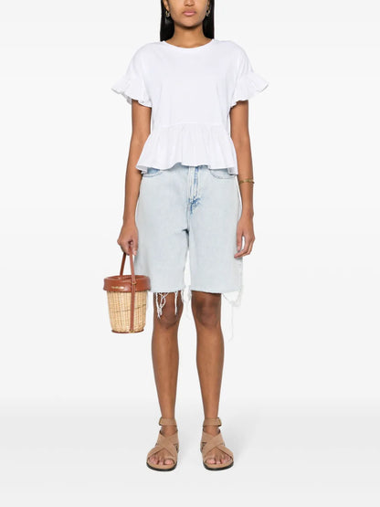 Ruffled Cotton T-Shirt