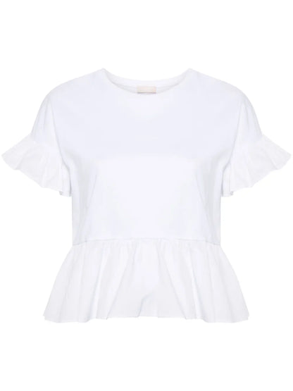 Ruffled Cotton T-Shirt