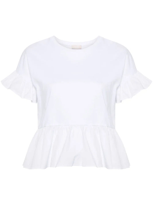 Ruffled Cotton T-Shirt