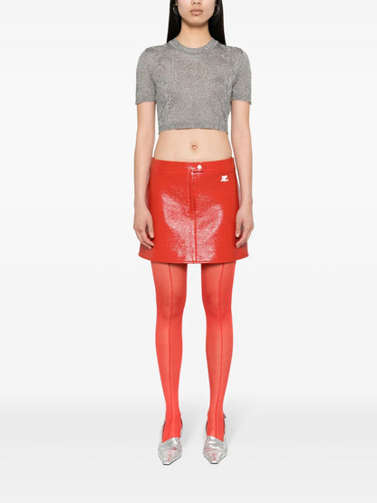Metallic Fine-Ribbed Top