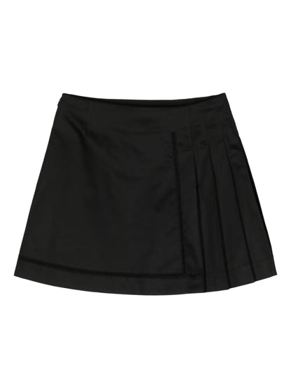 Pleated Cotton Miniskirt