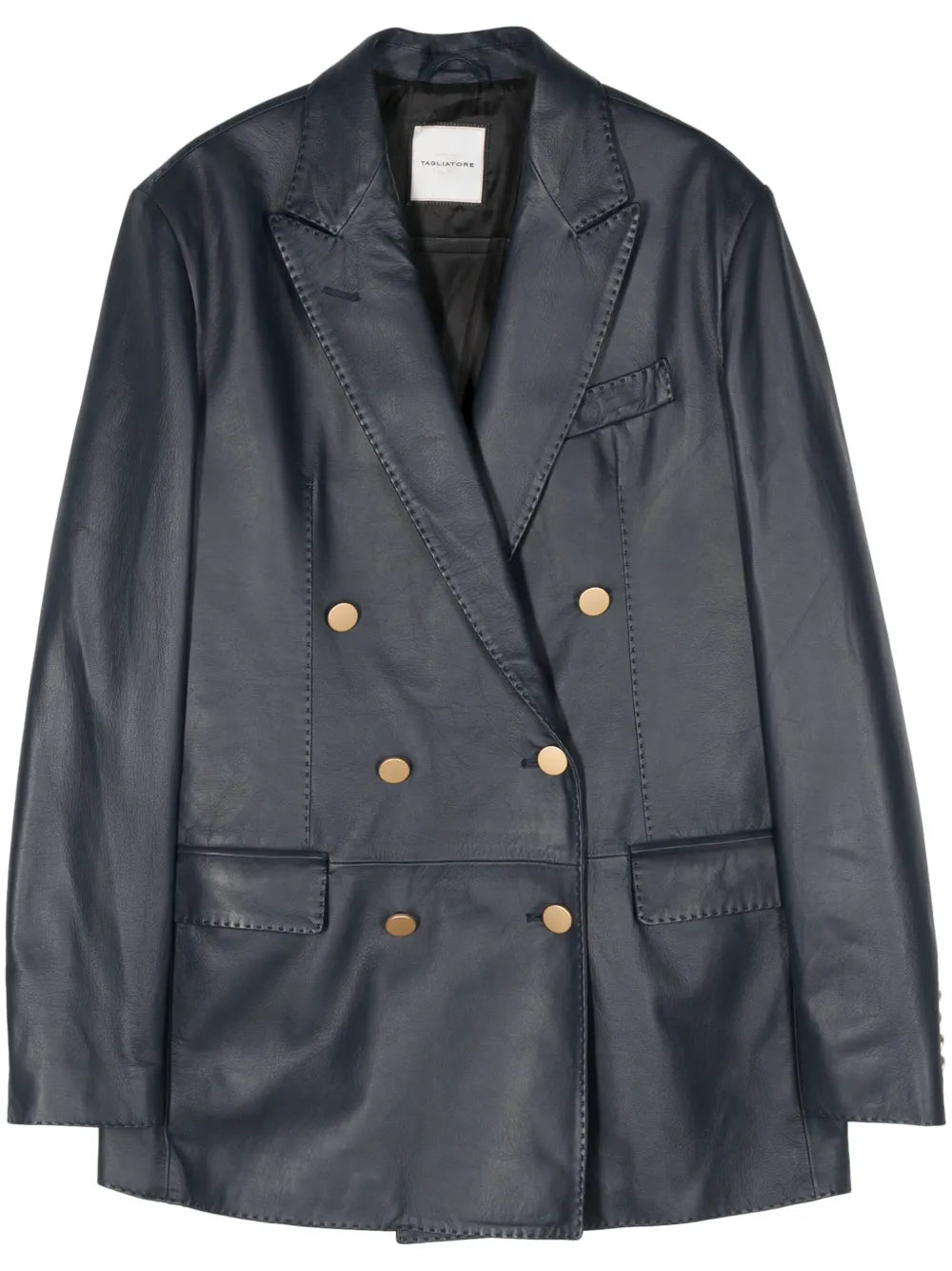 Josie Double-Breasted Leather Blazer