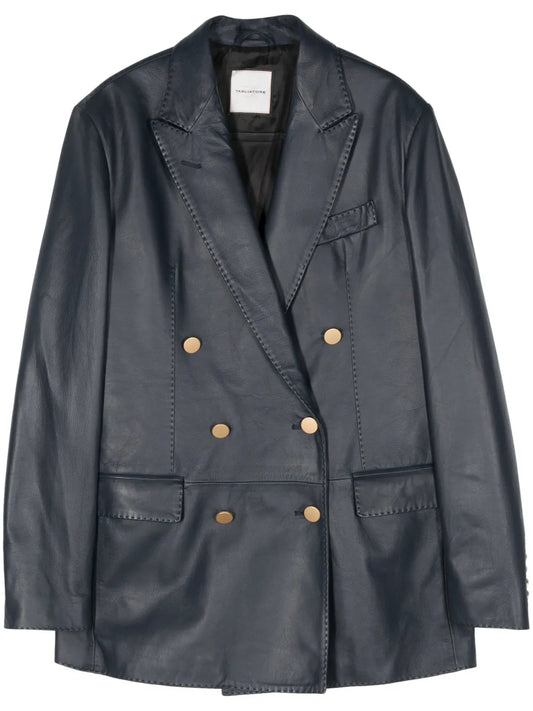 Josie Double-Breasted Leather Blazer