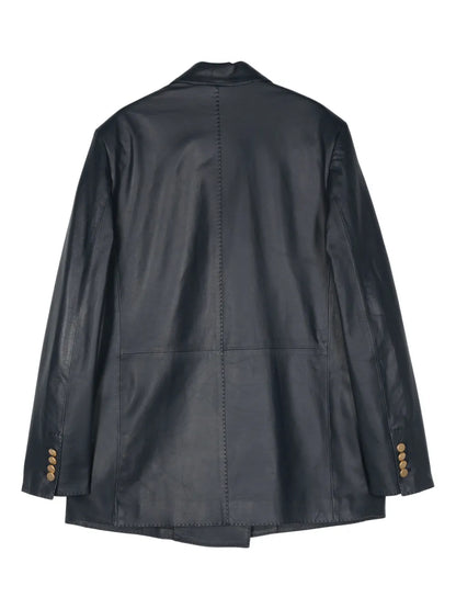 Josie Double-Breasted Leather Blazer