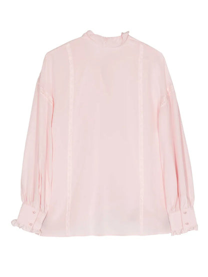 Sheer-Lace Silk Blouse