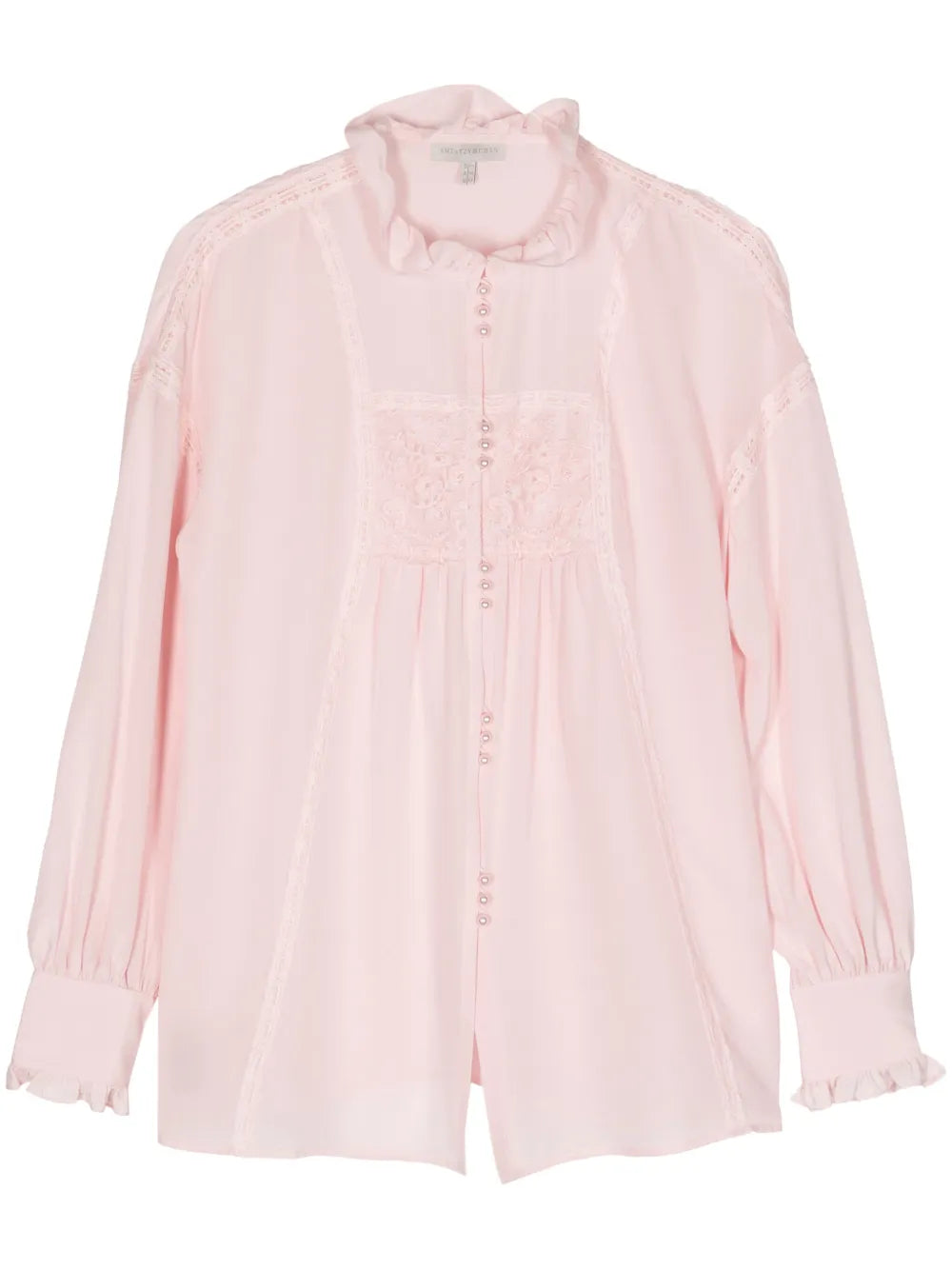 Sheer-Lace Silk Blouse