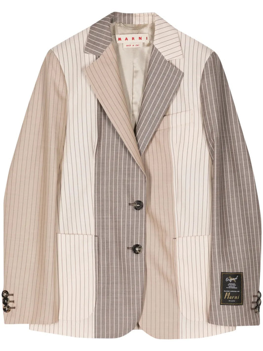 Colour-Block Pinstripe Blazer