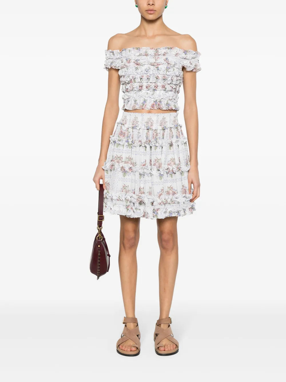 Floral Ruffled Mini Skirt