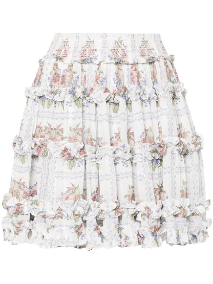 Floral Ruffled Mini Skirt