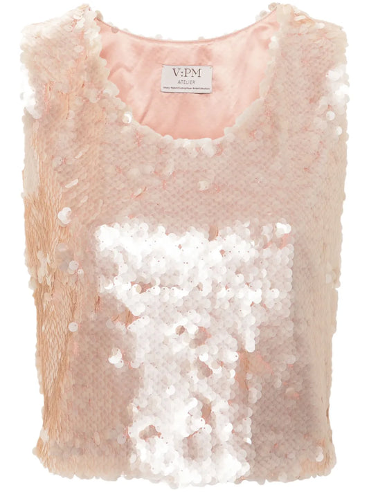 Citrus Sequin Cropped Top