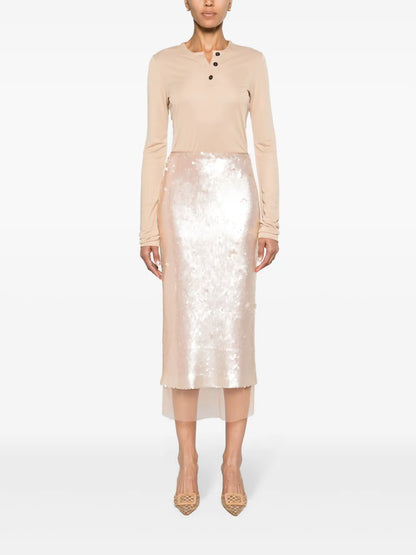 Citrus Sequinned Pencil Skirt