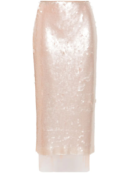 Citrus Sequinned Pencil Skirt