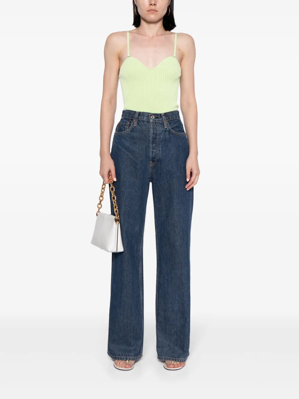 Sweetheart-Neck Ribbed Tank Top