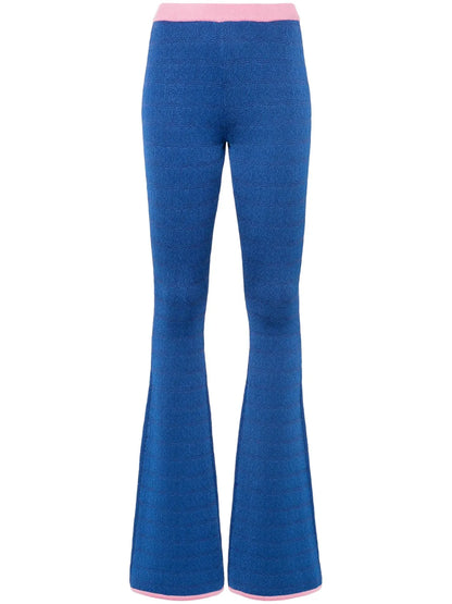 Patterned-Jacquard Flared Trousers