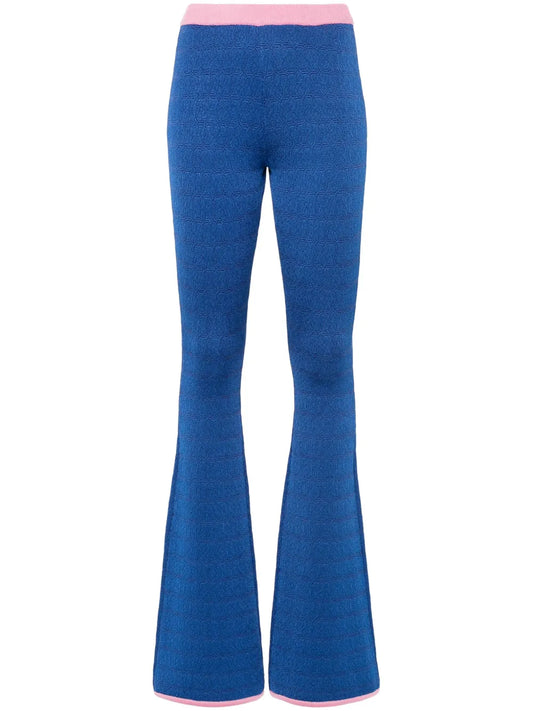 Patterned-Jacquard Flared Trousers