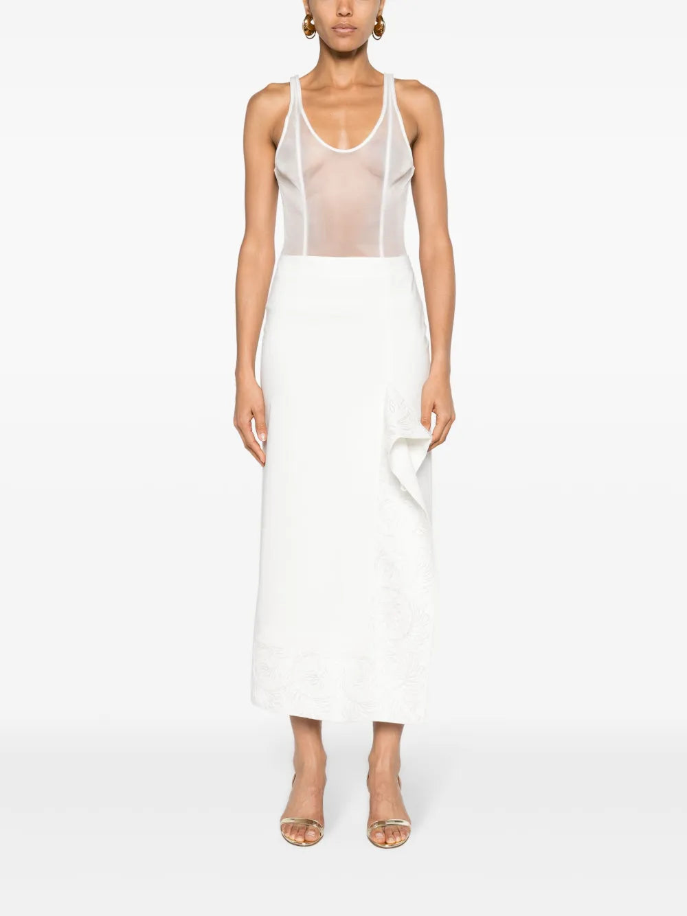 Lynn Floral-Embroidered Pencil Skirt