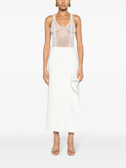 Lynn Floral-Embroidered Pencil Skirt