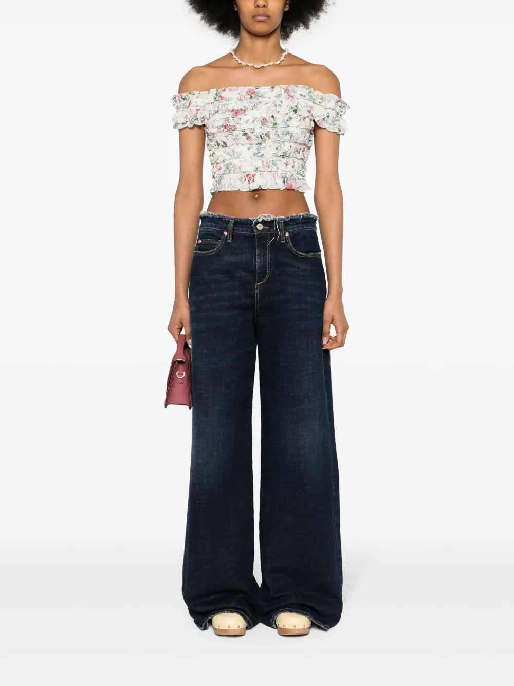Floral-Print Ruched Top