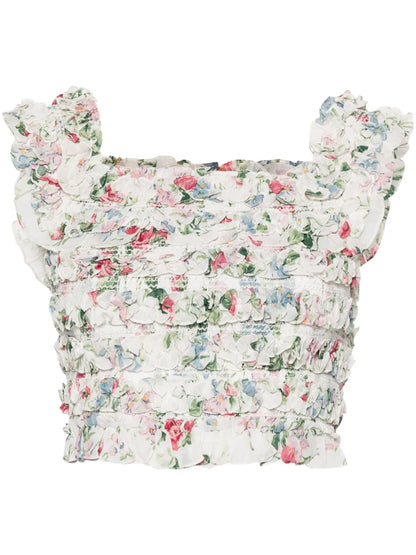 Floral-Print Ruched Top