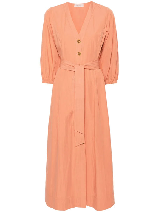 Belted Flared Midi Dress