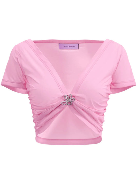Angela Gathered-Detail Cropped Top