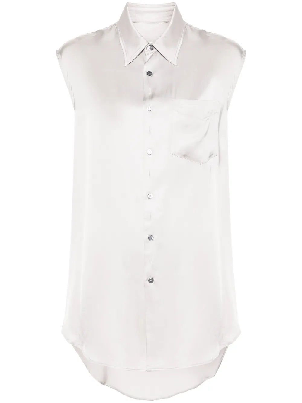 Ripped-Detail Satin-Weave Shirt